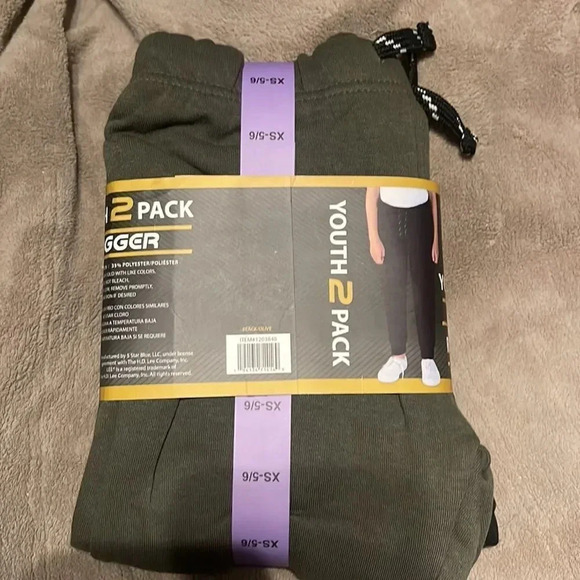 #6 Lee Youth 2-pack Jogger Black & Green X-Small 5/6 Rugged Knee Sweatpants - Picture 2 of 6